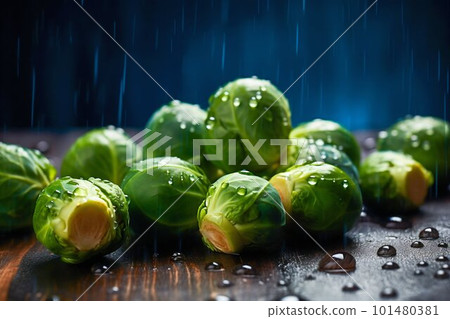 Fresh Brussel Sprouts cabbage. Generative AI 101480381