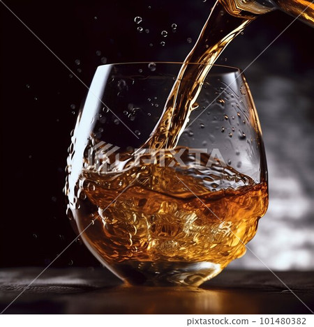 Pouring whisky into a glass. Generative AI 101480382
