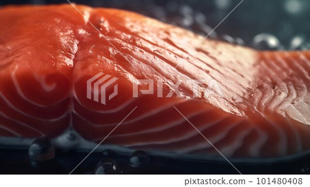 Salmon steak close up. Generative AI Salmon steak close up. Generative AI 101480408