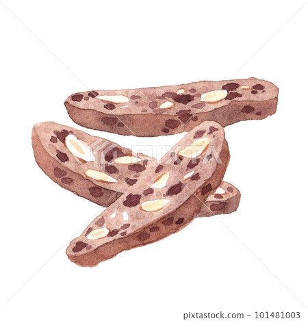 Chocolate biscotti painted by watercolor 101481003