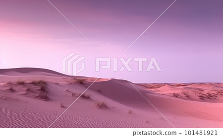 pink dunes in the desert with a soft purple sky pink dunes in the desert with a soft purple sky 101481921