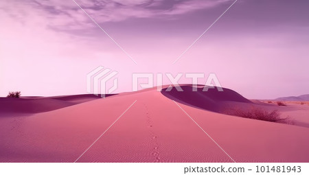 pink dunes in the desert with a soft purple sky pink dunes in the desert with a soft purple sky 101481943