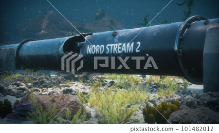 3D render of a damaged pipe Nord Stream 2 101482012
