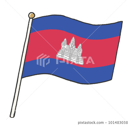 一個孩子手寫的柬埔寨王國國旗的插圖 101483038