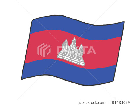 一個孩子手寫的柬埔寨王國國旗的插圖 101483039
