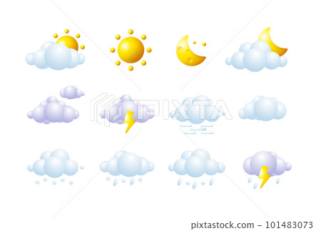3d Weather Icon Set Plasticine Cartoon Style. Vector 101483073