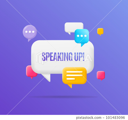 3d Speaking Up Banner Concept Plasticine Cartoon Style. Vector 101483096