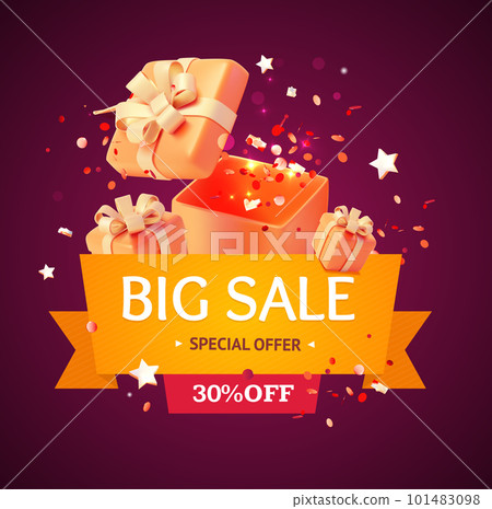 3d Big Sale Poster Banner Card Concept Plasticine Cartoon Style. Vector 101483098