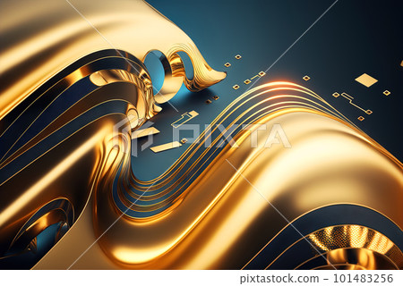 Technology abstract with shiny data wave flow. Science concept with glowing wires connected on futuristic background. Generated AI. 101483256