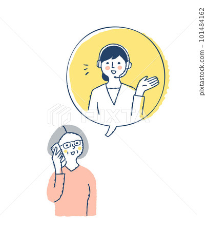 Senior woman and operator woman talking on the phone 101484162