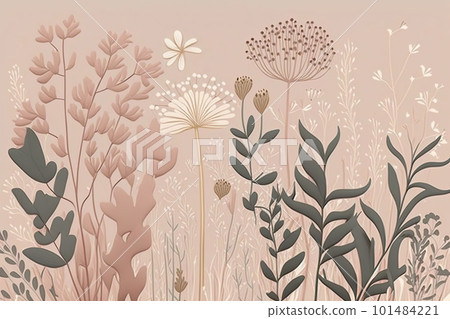 Whimsical meadow design, pale dusty rose floral abstract background. Generative AI Whimsical meadow design, pale dusty rose floral abstract background. Generative AI 101484221