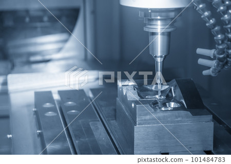 The CNC milling machine cutting injection mold part by solid ball end mill tool. 101484783