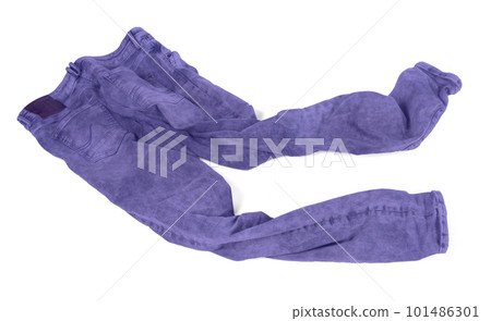 Worn purple jeans isolated on white Worn purple jeans isolated on white 101486301