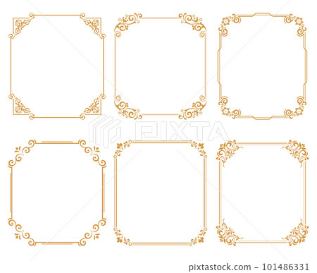 Set of decorative frames Elegant vector element for design in Eastern style, place for text. Floral gold and white borders. Lace illustration for invitations and greeting cards 101486331