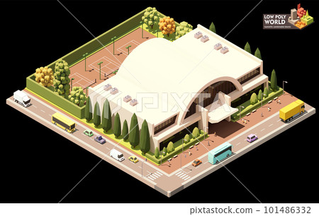 Vector isometric tennis venue building 101486332
