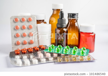 Stomach disease, doctor holding anatomy model for study diagnosis and treatment in hospital. 101486540