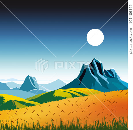Vector illustration of a beautiful mountain landscape 101486563