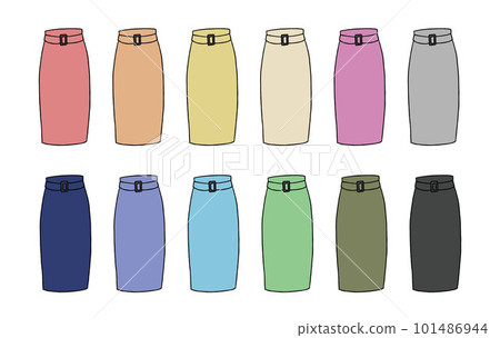 Illustration set of long skirt 101486944