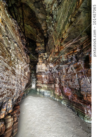 Natural rock arches Cathedrals beach, Playa de las catedrales at Ribadeo, Galicia, Spain Natural rock arches Cathedrals beach, Playa de las catedrales at Ribadeo, Galicia, Spain 101487065
