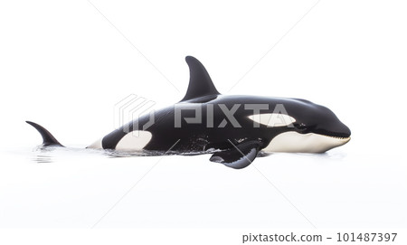 killer whale on white background - Stock Illustration [101487397] - PIXTA