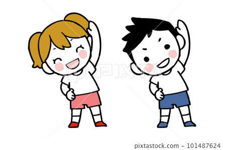 boy and girl doing gymnastics 101487624
