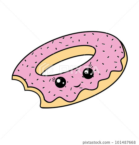 Cute character donut kawaii. Vector isolated cartoon-style illustration. Poop character concept Cute character donut kawaii. Vector isolated cartoon-style illustration. Poop character concept 101487668