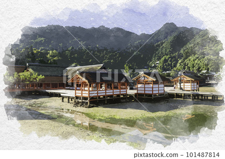 廣島縣廿日市市水彩畫風格的宮島嚴島神社主樓 廣島縣廿日市市水彩畫風格的宮島嚴島神社主樓 101487814