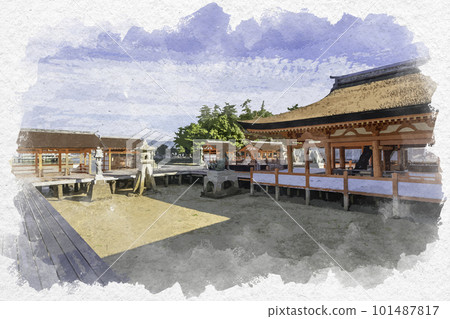 廣島縣廿日市市水彩畫風格的宮島嚴島神社主樓 廣島縣廿日市市水彩畫風格的宮島嚴島神社主樓 101487817