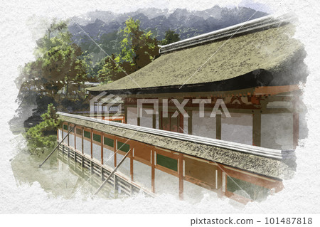 Watercolor-style Miyajima Itsukushima Shrine main building Hatsukaichi City, Hiroshima Prefecture 101487818