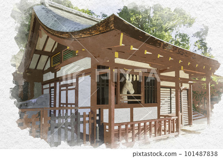 Watercolor-style Miyajima, Itsukushima Shrine Jinbasha, Hatsukaichi City, Hiroshima Prefecture Watercolor-style Miyajima, Itsukushima Shrine Jinbasha, Hatsukaichi City, Hiroshima Prefecture 101487838
