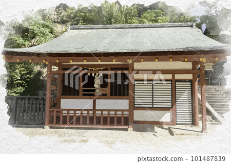 Watercolor-style Miyajima, Itsukushima Shrine Jinbasha, Hatsukaichi City, Hiroshima Prefecture 101487839