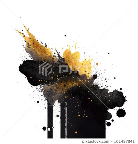 Luxury paper cut background, Abstract decoration, golden pattern, halftone gradients, 3d Vector illustration. Black, gold waves 101487841