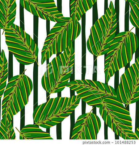 Decorative tropical palm leaves seamless pattern. Jungle leaf wallpaper. Exotic botanical texture. Decorative tropical palm leaves seamless pattern. Jungle leaf wallpaper. Exotic botanical texture. 101488253