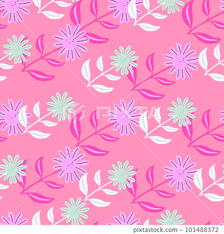 Simple flower seamless pattern. Elegant botanical background. Abstract floral wallpaper. 101488372