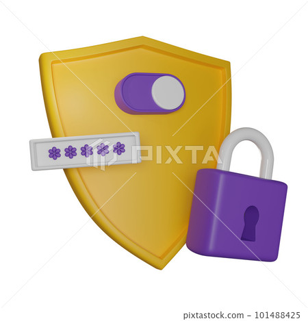 3D shield secure icon 101488425