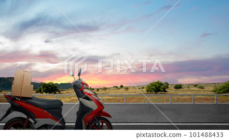 Box tied on a motorcycle, prepare for mudik 101488433