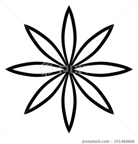 Black outline flower mandala. Doodle round decorative element for coloring book isolated on white background. Floral geometric circle. 101488666