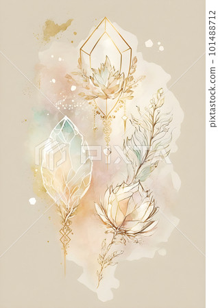 Boho style natural elements and quartz crystal set 101488712