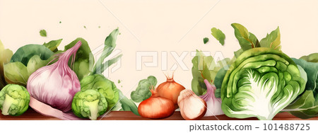 Spring greens and vegetables banner copy space Spring greens and vegetables banner copy space 101488725
