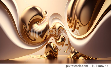 Metallic golden swirls morphing abstract fluid art 101488734