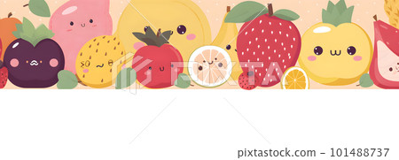 Vegetables and fruits cartoon characters banner Vegetables and fruits cartoon characters banner 101488737