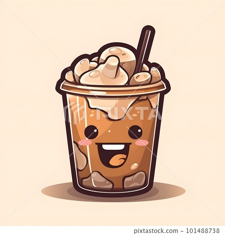 Kawaii chibi funny ice coffee drinks characters 101488738
