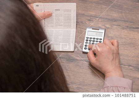 [Housewife looking at her bank balance] 101488751