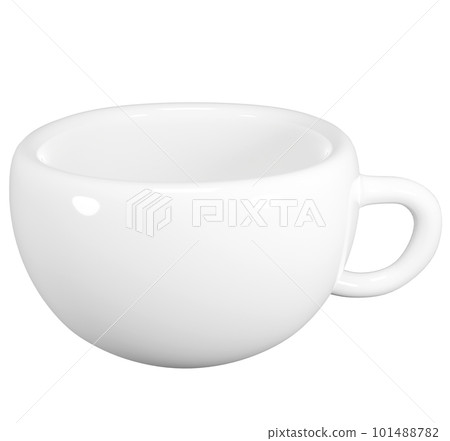 用於咖啡、湯等的白色杯子的 3D 插圖。 3D 渲染。 101488782