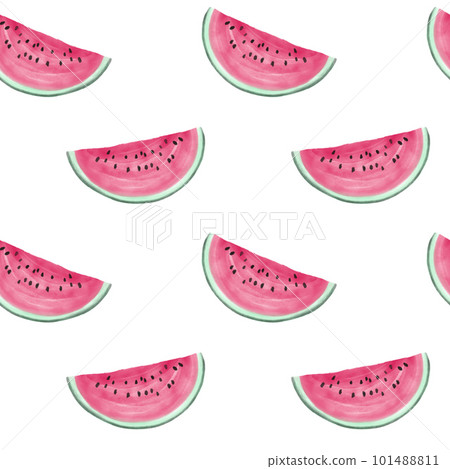 Seamless pattern watercolor watermelon slices. Illustration Seamless pattern watercolor watermelon slices. Illustration 101488811