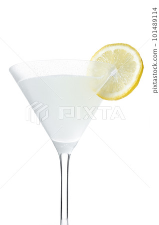 Lemon drop martini cocktail isolated on white background. Lemon drop martini cocktail isolated on white background. 101489114