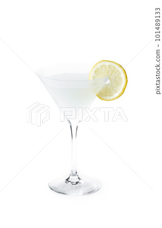 Lemon drop martini cocktail isolated on white background. Lemon drop martini cocktail isolated on white background. 101489133