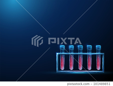 Low poly medical test tubes with blood 101489851
