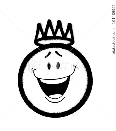 Graffiti emoticon with crown. Smiling face painted spray paint. Vector illustration 101489903