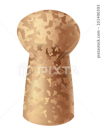 Cork wine stopper. Corkwood plug. Wine stopper. Wooden bung for bottle, equipment for alcohol winery production. Wooden textured cartoon style Cork wine stopper. Corkwood plug. Wine stopper. Wooden bung for bottle, equipment for alcohol winery production. Wooden textured cartoon style 101490393